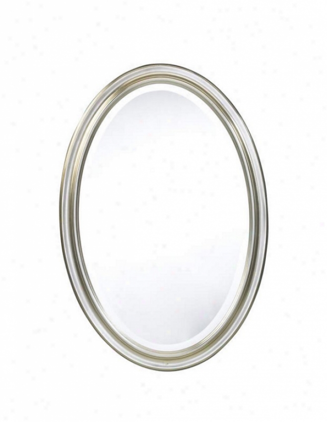 Oval Wall Mirror Contemporary Style In Antique Silver Finish
