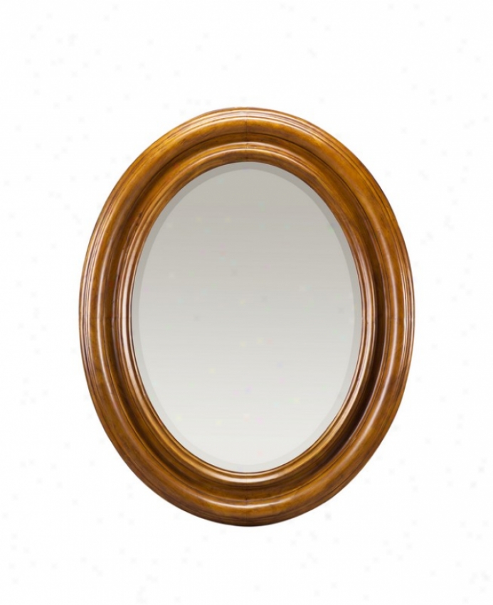 Oval Wall Mirror Traditional Style In French Walnut Finish
