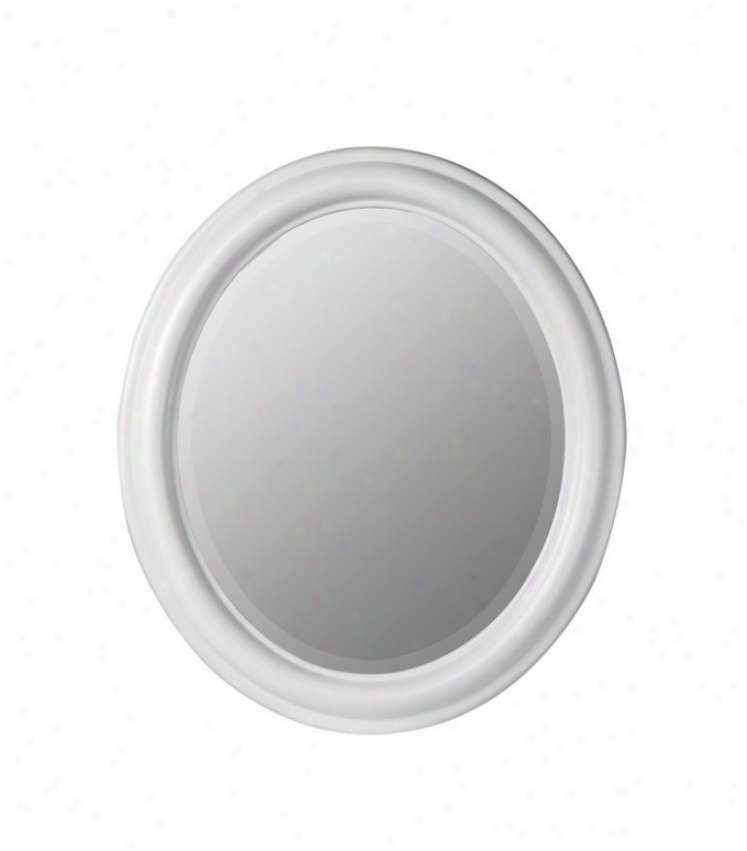 Oval Wall Mirror Transitional Style In Chesapeake White Finish