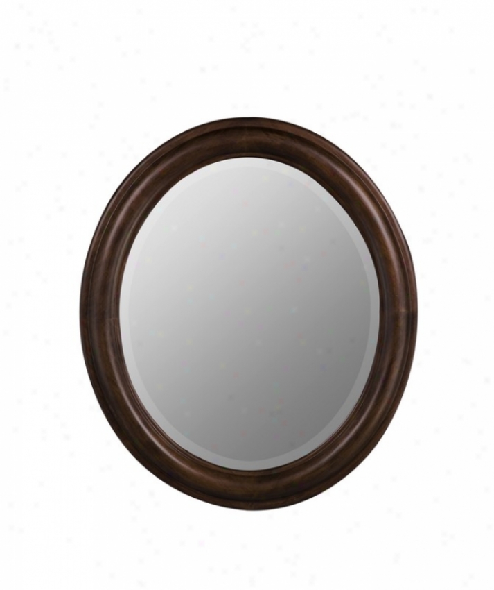 Oval Wall Mirror Transitional Style In Tobacco Finish