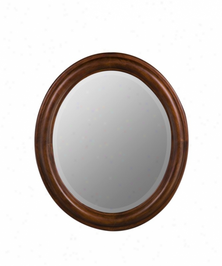 Oval Wall Mirror Transitional Style In Vineyard Finish