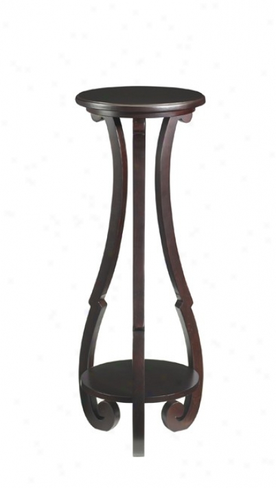 Pedestal Plant Stand Cotatge Style In Merlot Finish