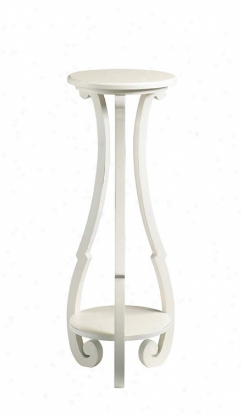 Pedestal Plant Stand Cottage Style In Shabby White Finish