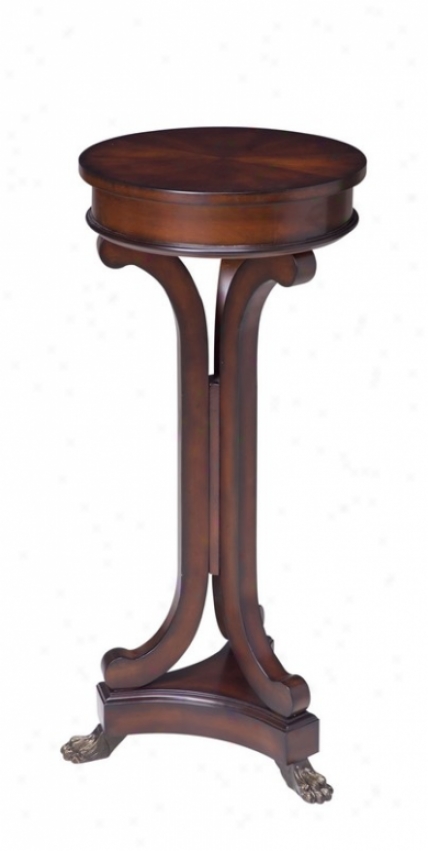 Pedestal Sow Stand Wjth Decorative Paw Feet In Rustic Mahogany