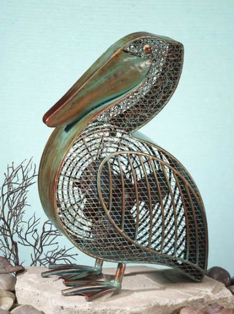Pelican Metal Decorative Figurine Table Fan