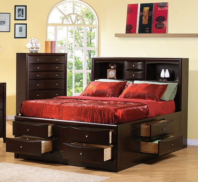 Phoenix Collection Queen Size Book Case Chest Bed W/drawers