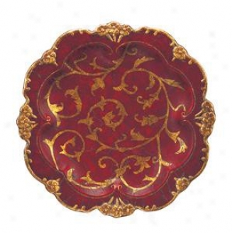 Porcelain Plate In Flower Shaped - Paisley Vine Pattern