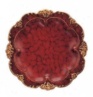 Porcelain Plate In Red - Traditional Flower Shaped