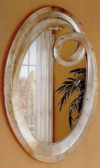 Q Frame Contemporary Oval Beveled Mirror In Silver End