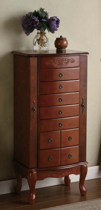 Queen Anne Style Mahogqnny Finish Deluxe Jewelry Armoire