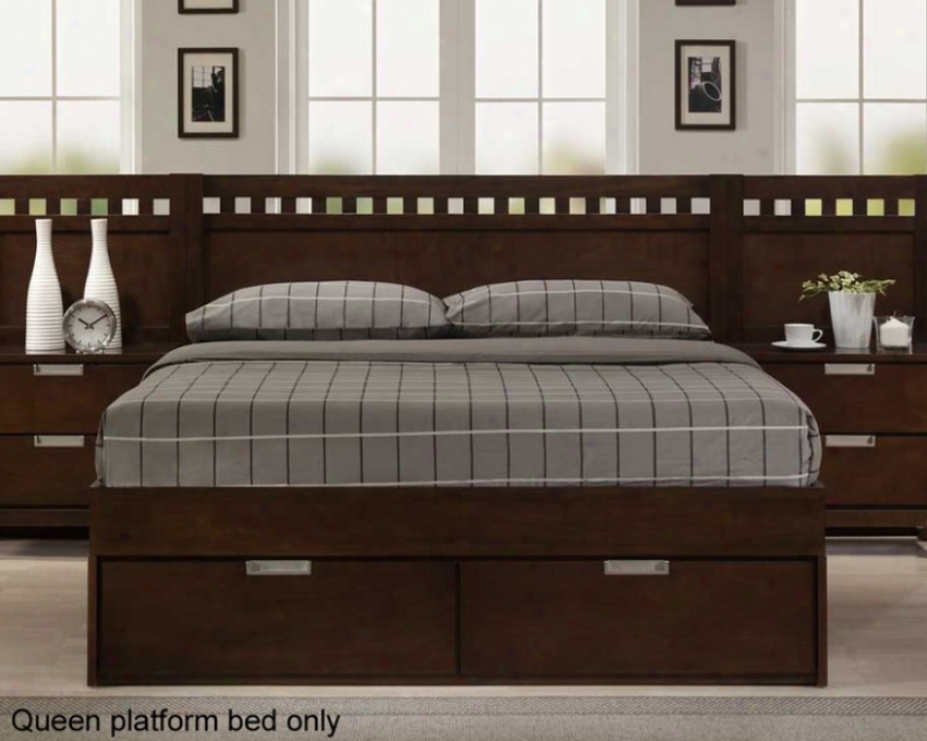 Queen Playform Wall Bed With Storage Footboard In Cherry