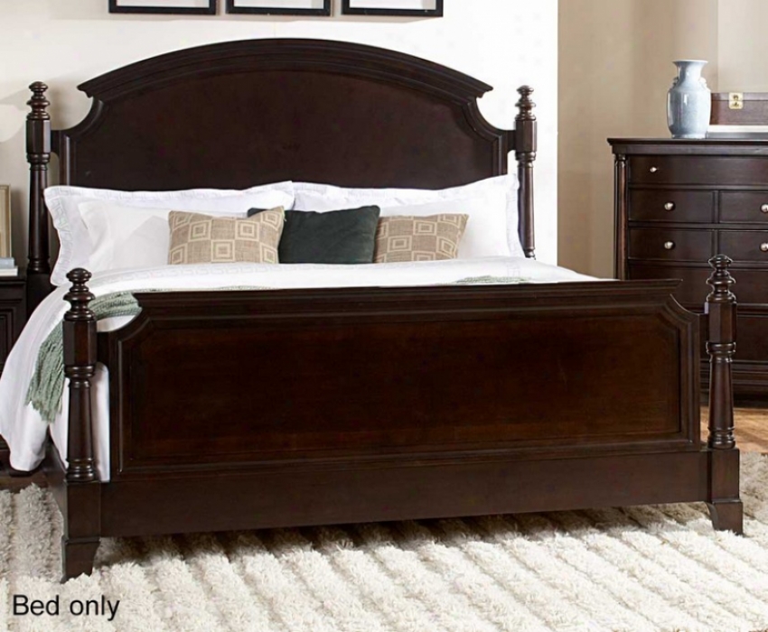 Queen Sizing Bed Breakfront Post Design In Deep Cherry