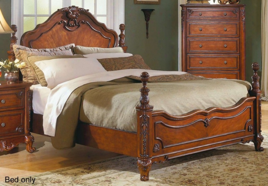 Queeen Size Bed Cabriole Legs In Warm Cherry Finish