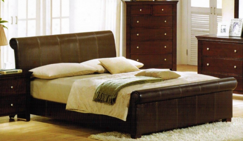 Queen Size Bed - Contemporary Espresso Finish
