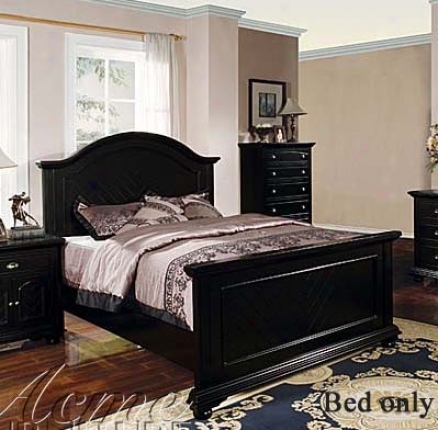 Queen Size Bed Contemporary Diction Black Finish