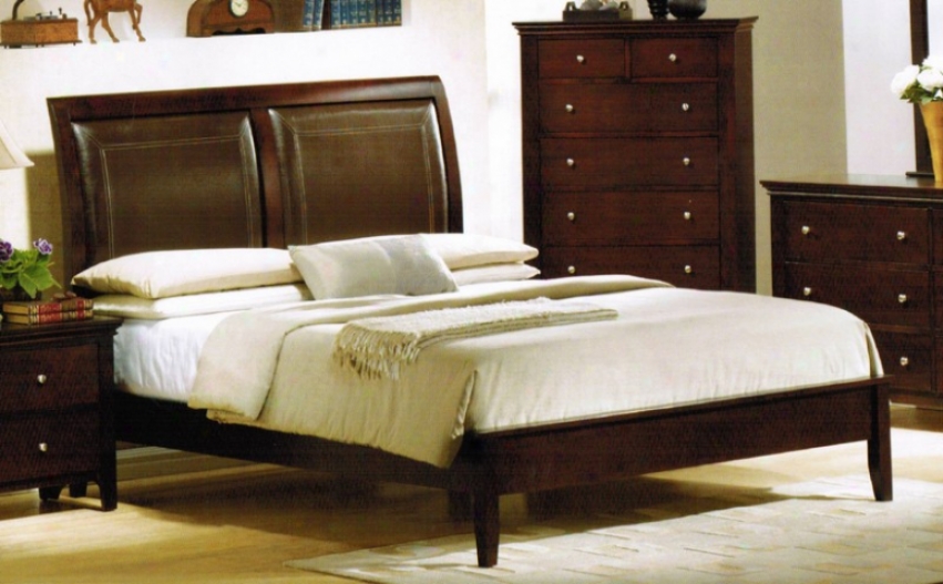 Queen Size Bed - Contemporary Style Espresso