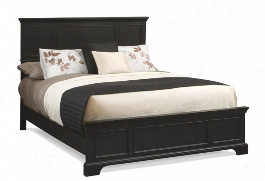 Queen Size Bed Contemporary Style In Ebony Finish