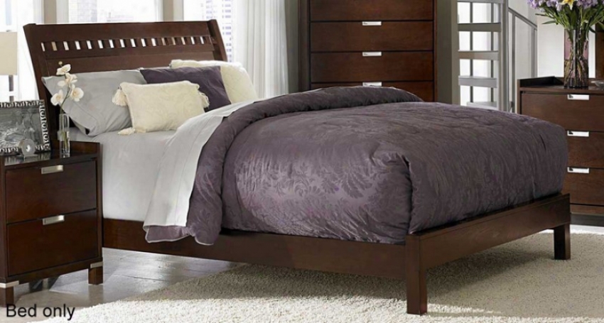 Queen Size Bed Geometric Cutouts In Cherry Finish