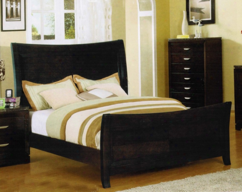 Queen Size Bed In Espresso Finish