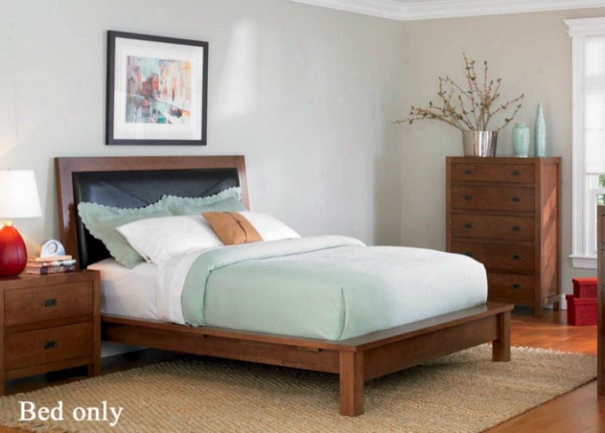 Queen Size Bed In Walnut Finish