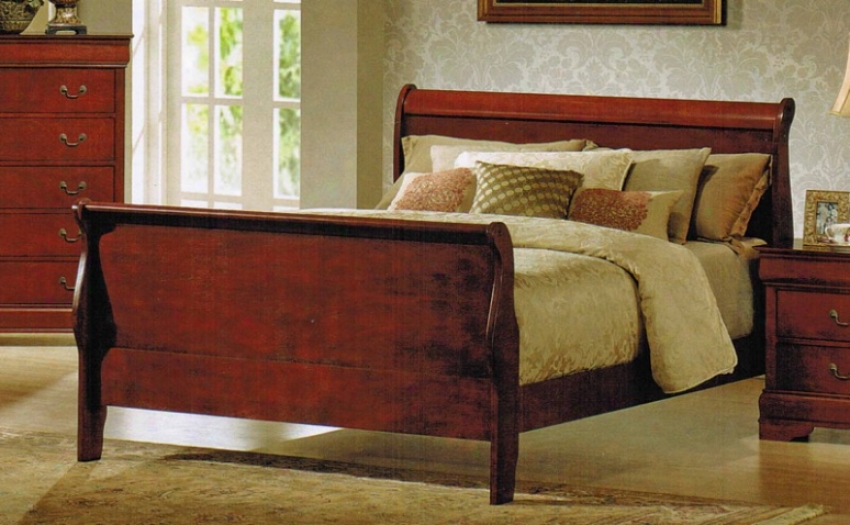 Queen Size Bed Louis Phillipe Style In Cherry Finish