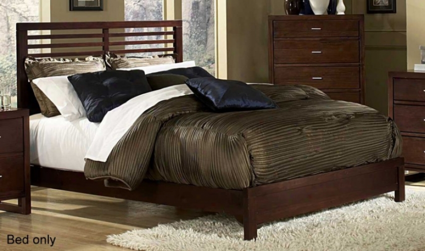 Queen Size Bed Slat Design In Cherry Finish