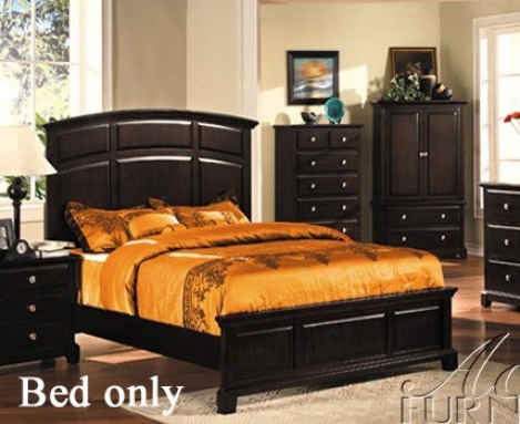 Queen Size Bed With Arc Headboard Chocolate Finish