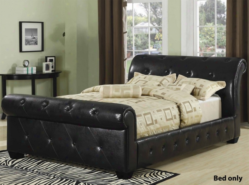 Queen Size Layer With Button Tufted In Black Leatherette