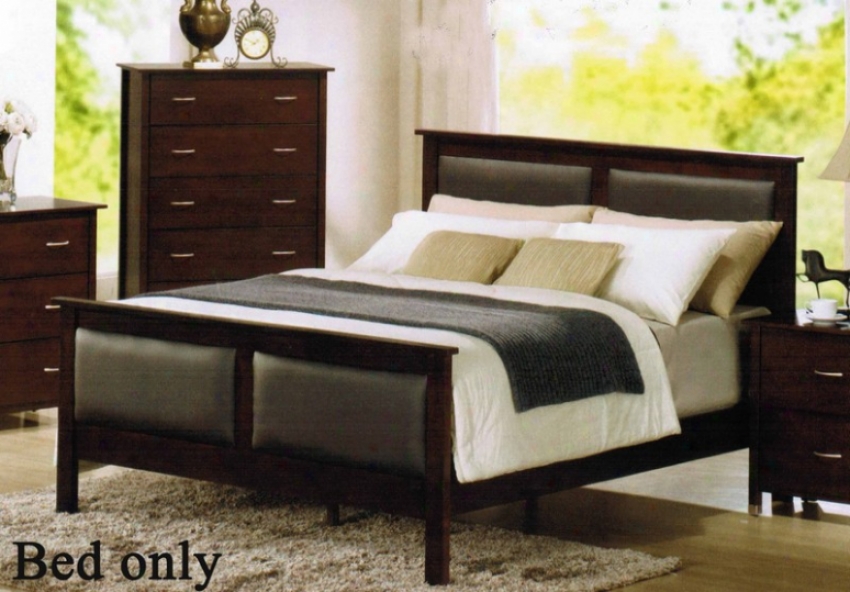 Queen Size Bed With Bycast Headboard In Espresso Finish