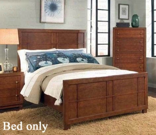 Queen Size Bed With Checker Design In Brown Cherry Finish