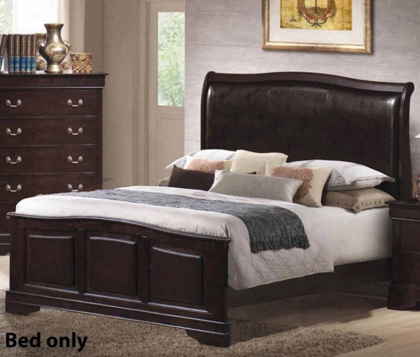 Queen Size Bed With Leather Headboard In aCppuccino Accomplish