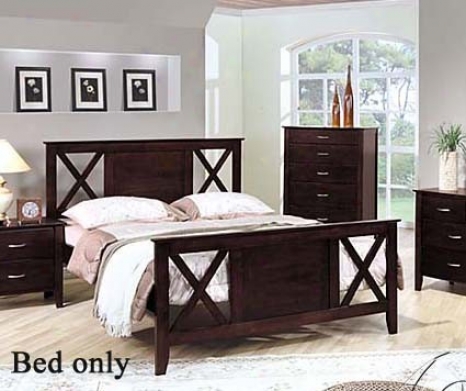 Queen Size Bed With &quotx&quot Contrivance Espresso Finish