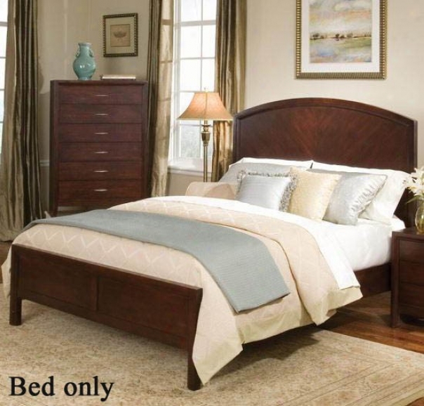 Queen Size Bed With Rounded Headboard In Chefry Finish