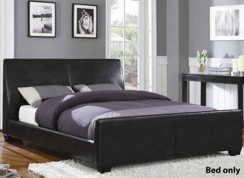 Queen Bigness Bed With Tapsred Feet In Black Leatherette