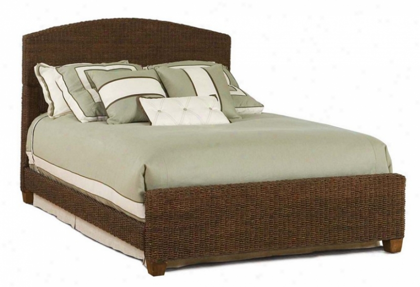 Queen Size Em~ With Woven Design In Cocoa Finish