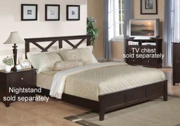 Queen Size Bed With X Purpose Headboard In Cappuccino End