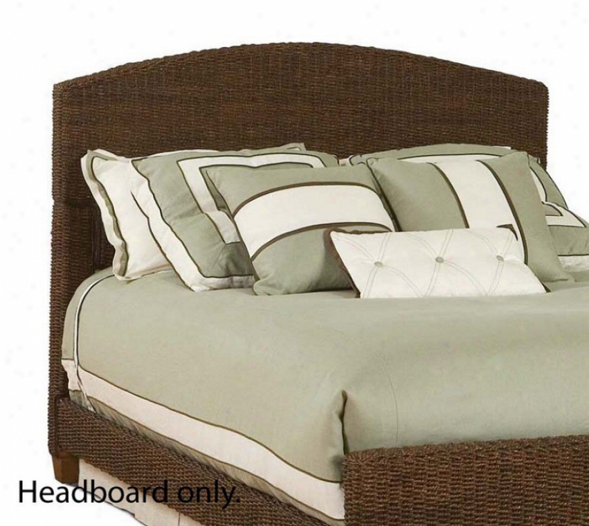 Queen Size Headboard With Woven Design In Cocoa Finish