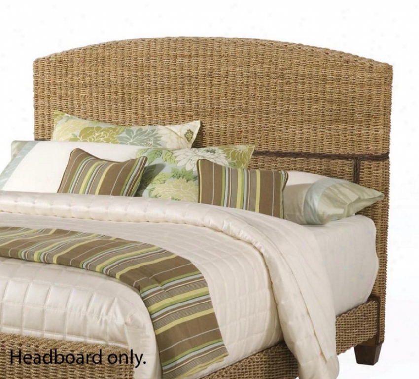 Queen Size Headboard With Woven Design In Honey Finish