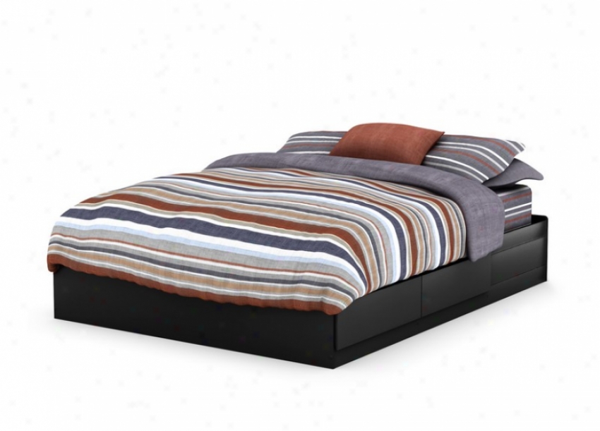 Queen Size Mates Bed Contemporary Style In Solid Black Finish