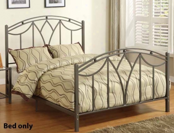 Queen Size Metal Bed Headboard And Footboard In Grey Finish