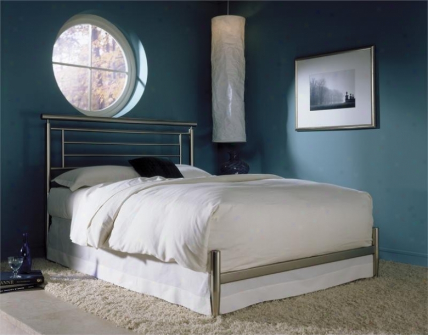 Queen Size Metal Bed With Frame - Chatham Contemporary Design In Satin Finisu