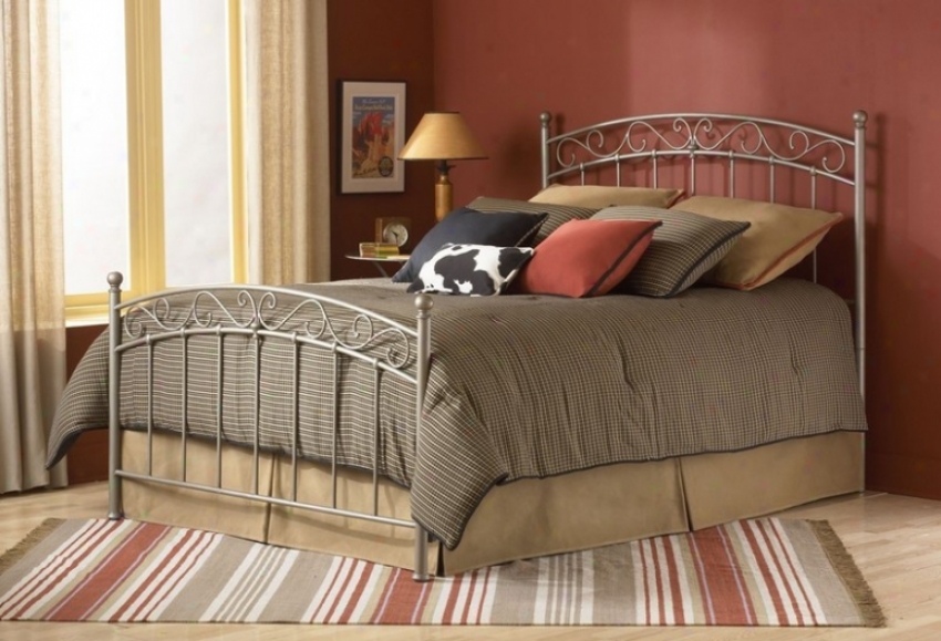 Queen Bigness Metal Bed With Frame - Ellsworth Transitional Design In New Brown Finish