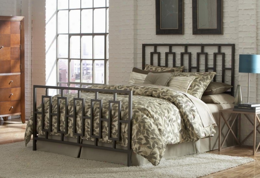 Queen Size Metal Bed With Frame - Miami Contemporary Design In Coffee Finish