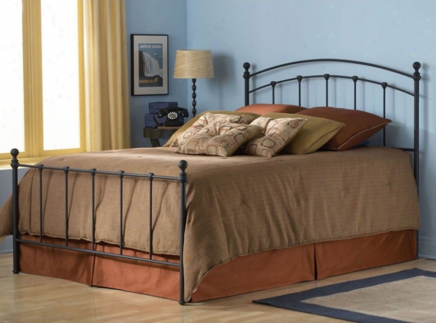 Queen Bigness Metal Bed With Frame - Sanford Transitional Design In Matte Black Finish