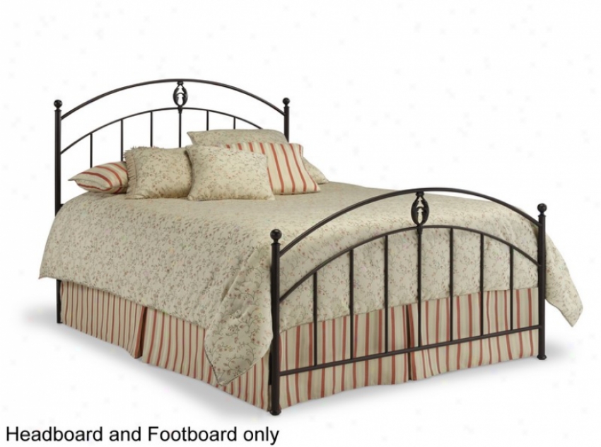 Queen Size Metal Headboard And Footboard - Bellamy Transitional In Hammered Brown Finish