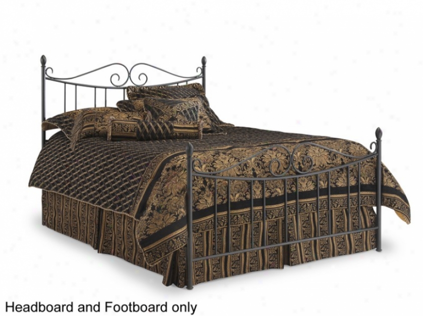 Queen Size Metal Headboard And Footboadd - Brookhafen Transitional Denominate In Black Accomplish