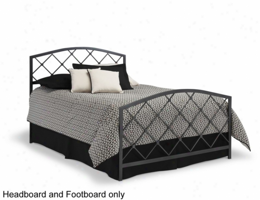 Queen Size Metal Headboard And Footboard - Landon Contemporary Style In Graphite Finish