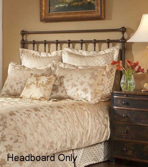 Queen Size Metal Headboard - Langley Transitional Design In Copper Penny Finish