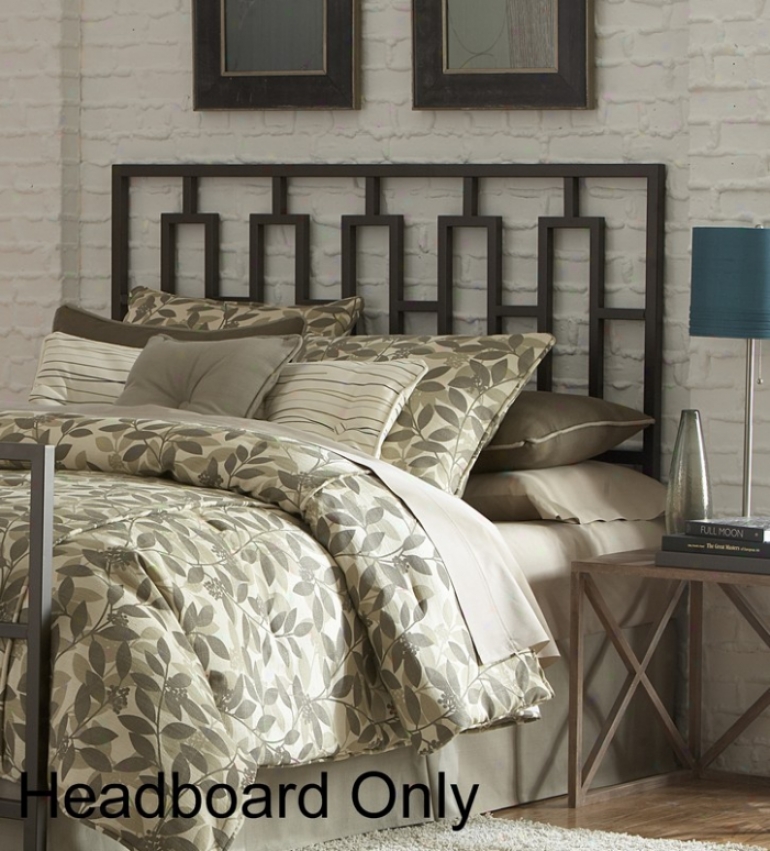 Queen Size Metal Headboard - Miami Contemporary Design In Coffee Finish