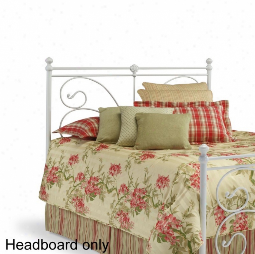 Queen Size Metal Headboard - Vineland Traditional Style In Antique White Finish